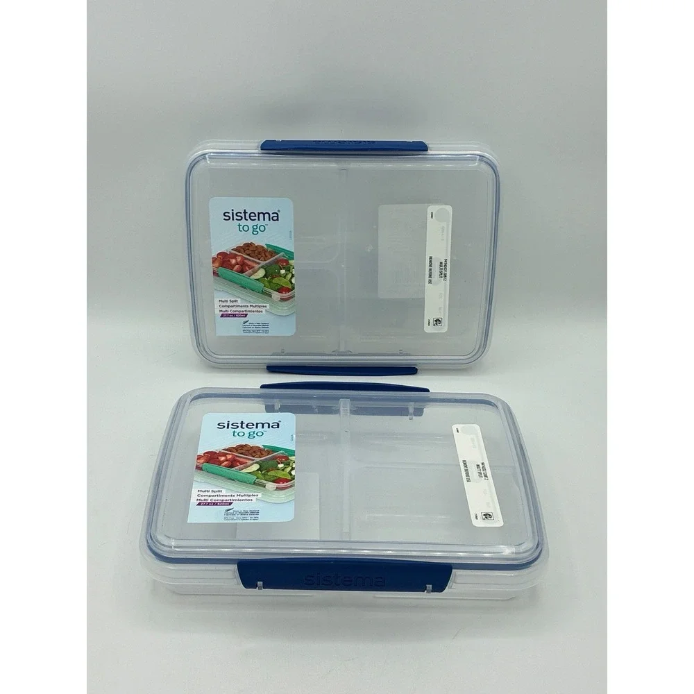 Set of 2 Sistema To Go Split Food Storage Containers 27.7oz 820ml Meal Prep
